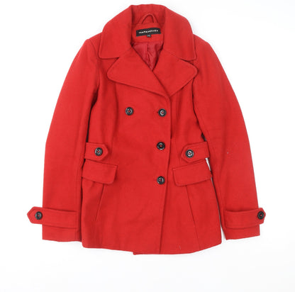 Womens UK Size 10 Warehouse Red Pea Coat
