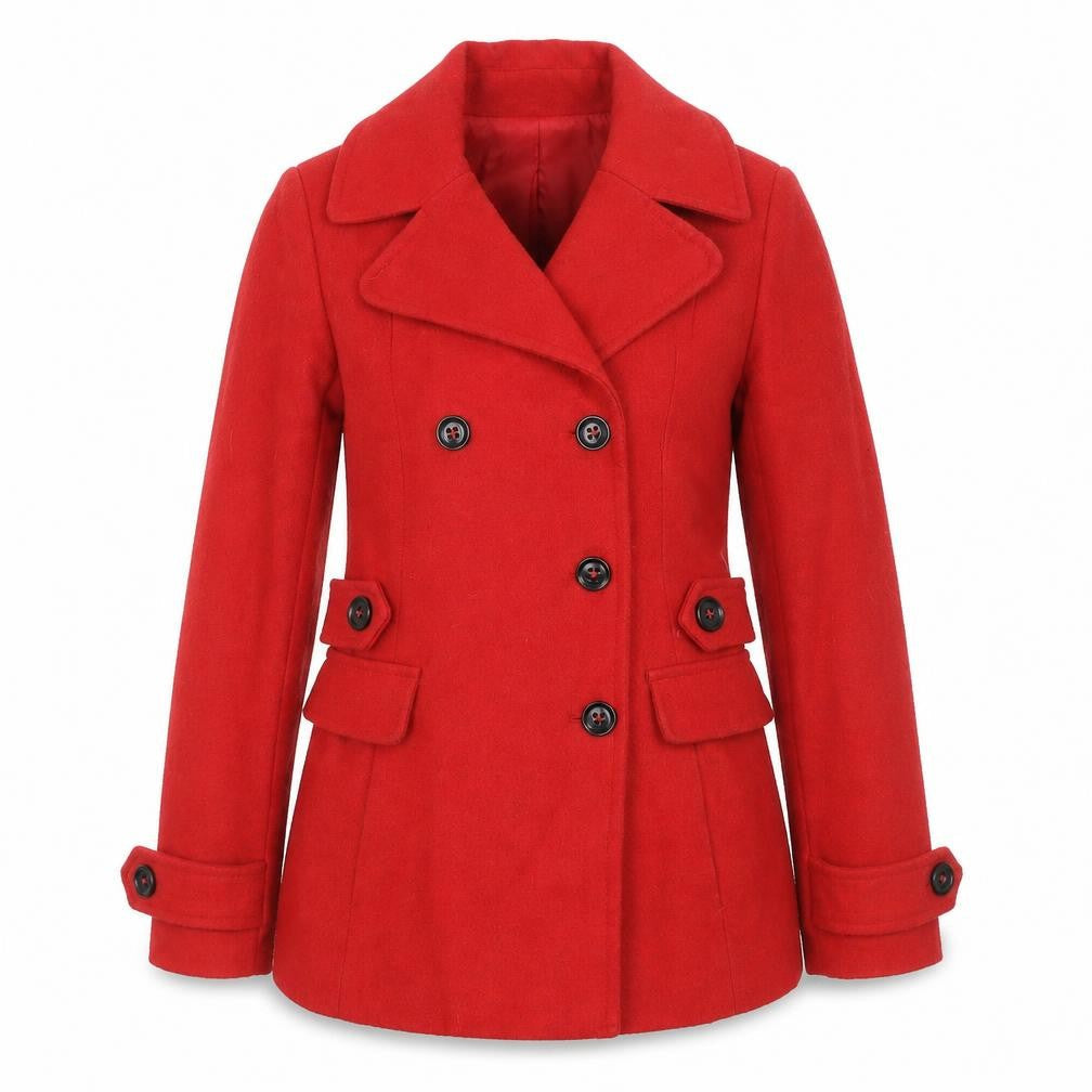Womens UK Size 10 Warehouse Red Pea Coat