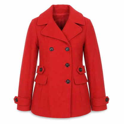 Womens UK Size 10 Warehouse Red Pea Coat