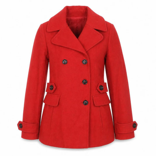 Womens UK Size 10 Warehouse Red Pea Coat