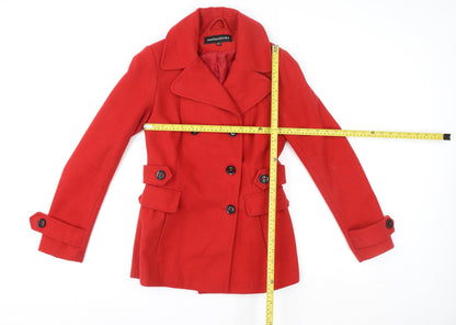 Womens UK Size 10 Warehouse Red Pea Coat