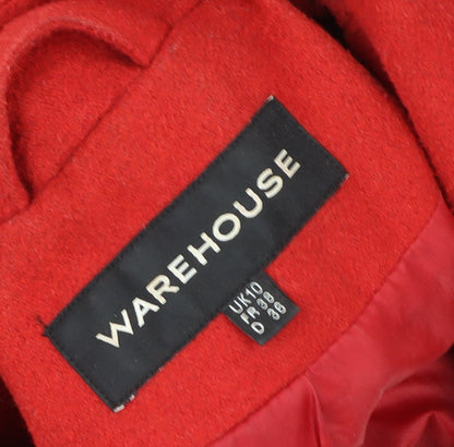 Womens UK Size 10 Warehouse Red Pea Coat
