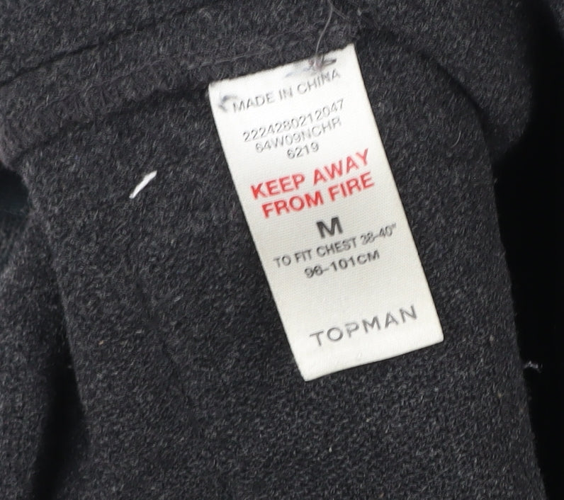 Unisex Adults UK Size M Topman Black Duffle Coat