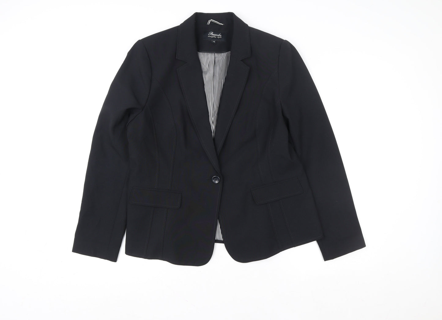 Womens UK Size 16 Peacocks Regular Black Blazer
