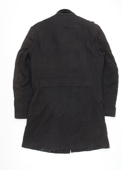 Mens UK Size L Zara Man Black Overcoat
