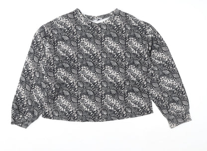 Womens UK Size L Zara Grey Basic Blouse