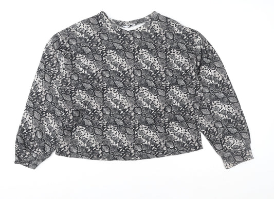 Womens UK Size L Zara Grey Basic Blouse