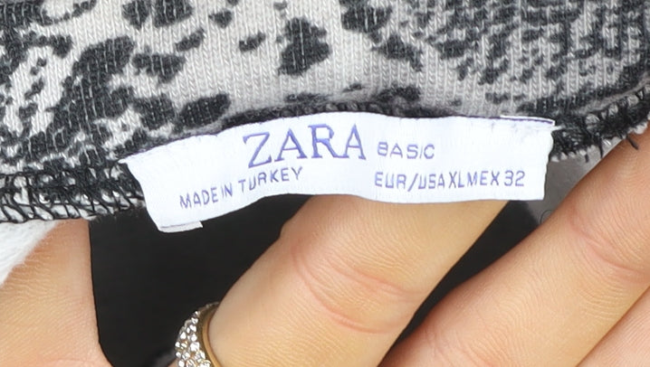 Womens UK Size L Zara Grey Basic Blouse