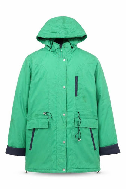Being Casual Womens Green Hooded Parka Jacket Size 16