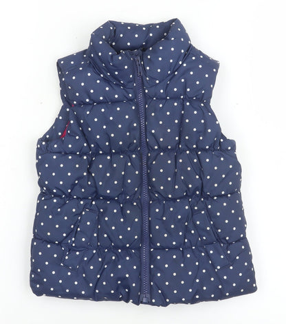 babyGap Girls Blue Polka Dot Puffer Waistcoat 3 Years Quilted Zip Lined