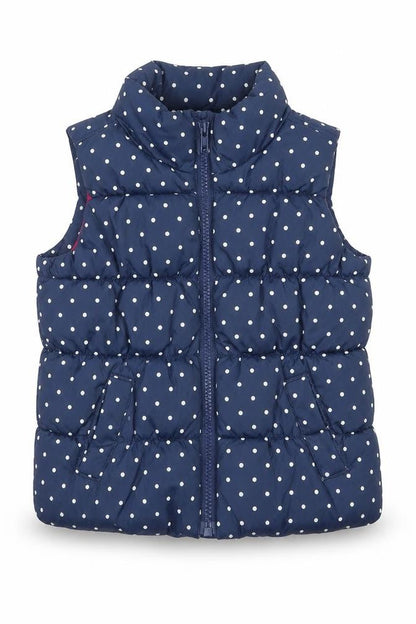 babyGap Girls Blue Polka Dot Puffer Waistcoat 3 Years Quilted Zip Lined