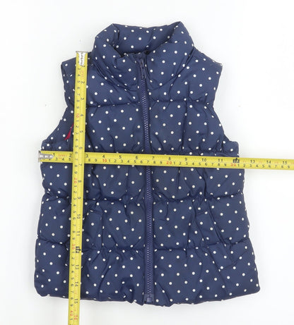 babyGap Girls Blue Polka Dot Puffer Waistcoat 3 Years Quilted Zip Lined