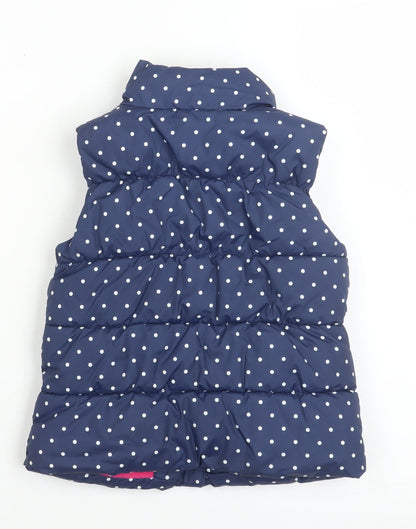 babyGap Girls Blue Polka Dot Puffer Waistcoat 3 Years Quilted Zip Lined