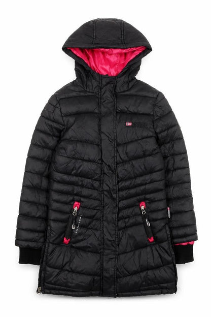 Geographical Norway Girls Black Hooded Puffer Coat 6 Years Winter Jacket