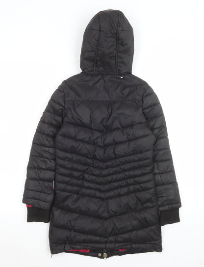 Geographical Norway Girls Black Hooded Puffer Coat 6 Years Winter Jacket