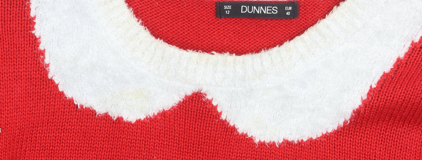 Womens UK Size 12 Dunnes Red Basic Button-Up