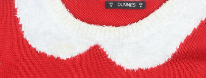 Womens UK Size 12 Dunnes Red Basic Button-Up