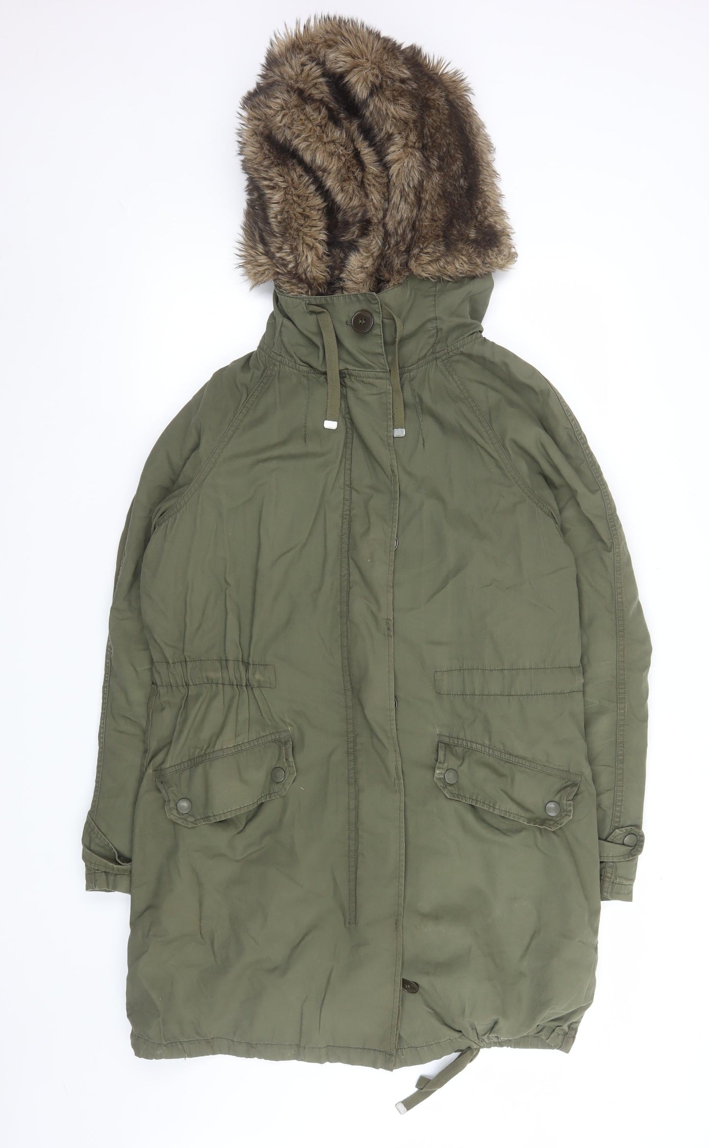 Womens UK Size 6 Topshop Green Parka Coat