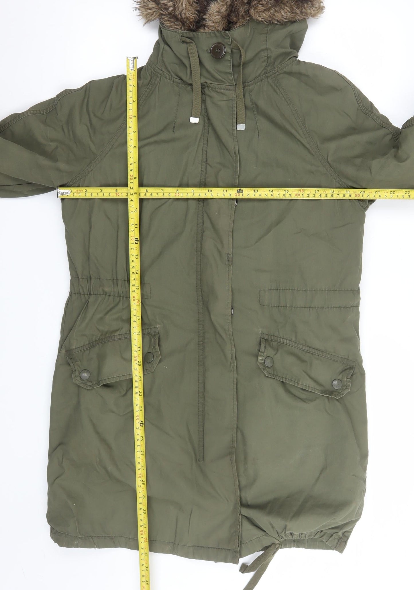 Womens UK Size 6 Topshop Green Parka Coat