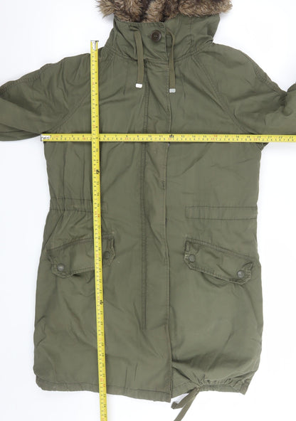 Womens UK Size 6 Topshop Green Parka Coat