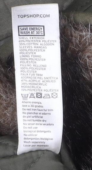 Womens UK Size 6 Topshop Green Parka Coat