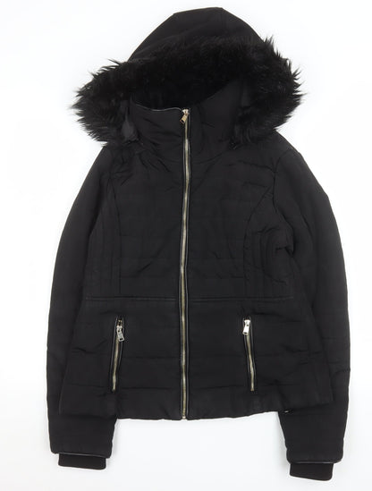 Womens UK Size 12 F&F Black Puffer Jacket