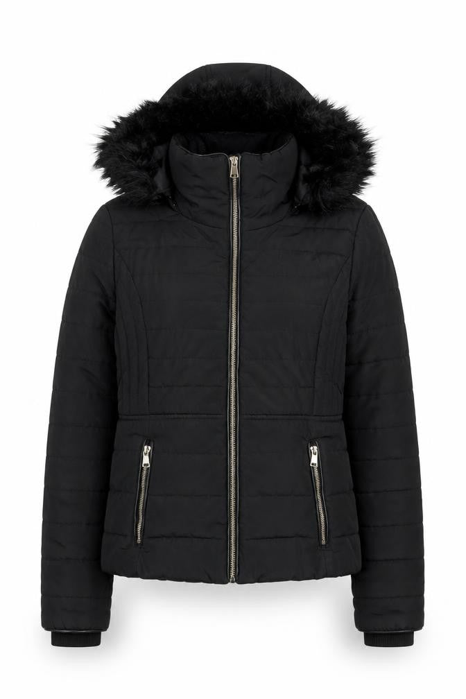 Womens UK Size 12 F&F Black Puffer Jacket