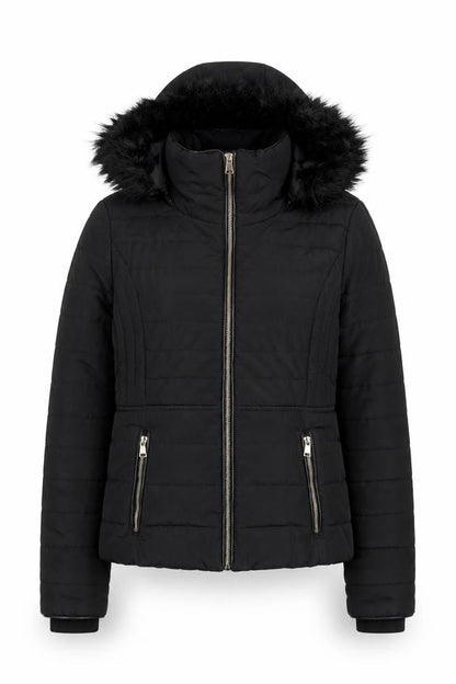Womens UK Size 12 F&F Black Puffer Jacket