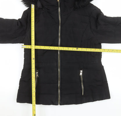 Womens UK Size 12 F&F Black Puffer Jacket