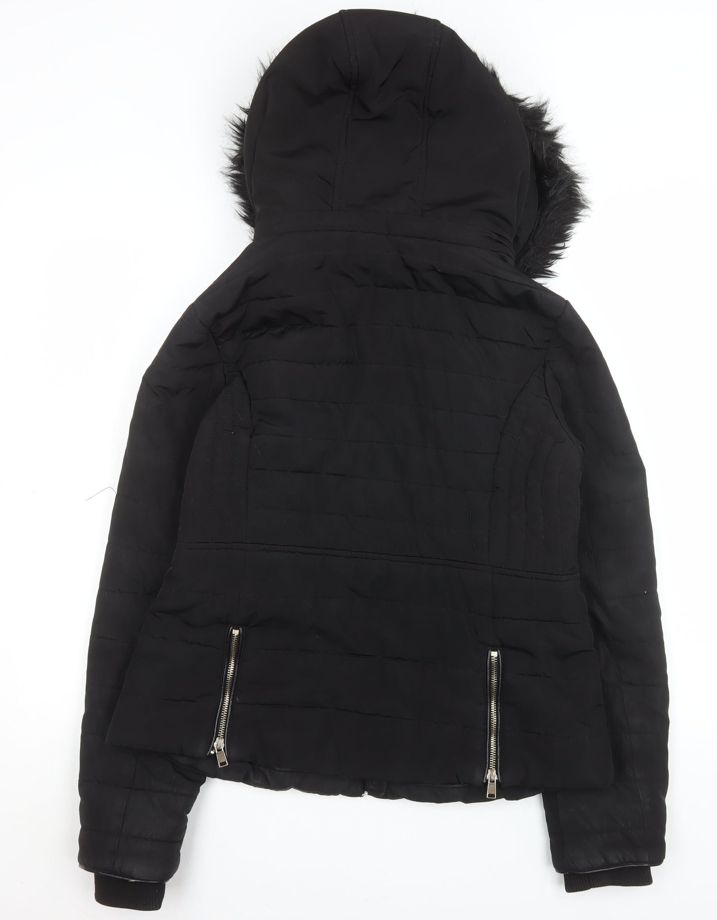 Womens UK Size 12 F&F Black Puffer Jacket