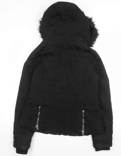 Womens UK Size 12 F&F Black Puffer Jacket