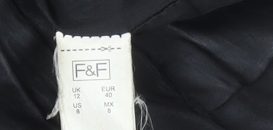 Womens UK Size 12 F&F Black Puffer Jacket