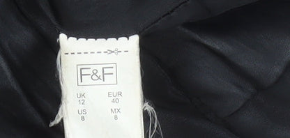 Womens UK Size 12 F&F Black Puffer Jacket