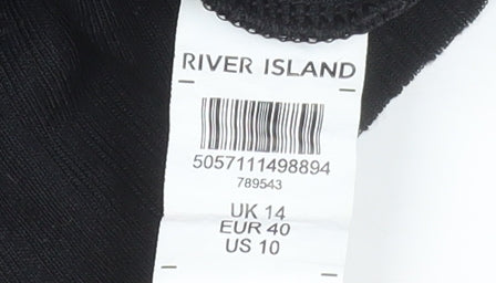 Womens UK Size 14 River Island Black Basic T-Shirt