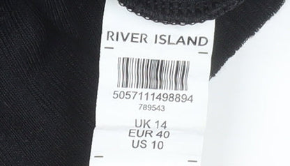 Womens UK Size 14 River Island Black Basic T-Shirt