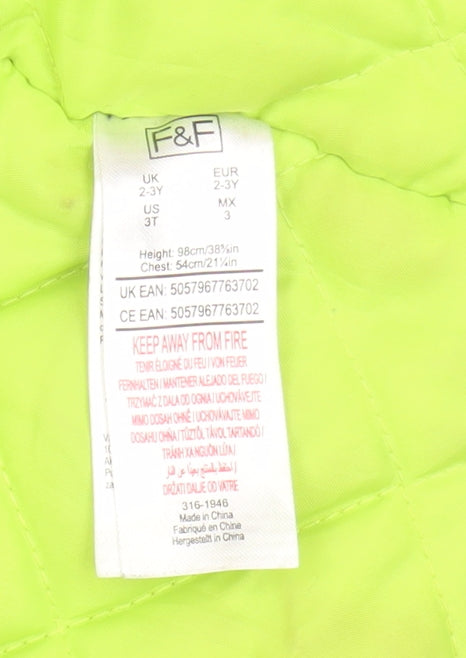 Boys UK Size 2-3 Years F&F Blue Puffer Jacket
