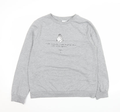 Womens UK Size S Disney Grey Basic T-Shirt