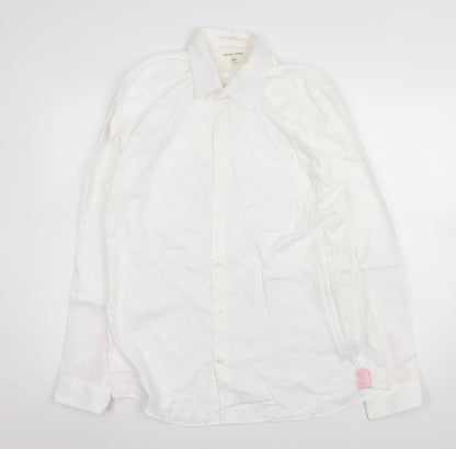 Mens UK Collar Size 16.5 Racing Green Smart White  Dress Shirt