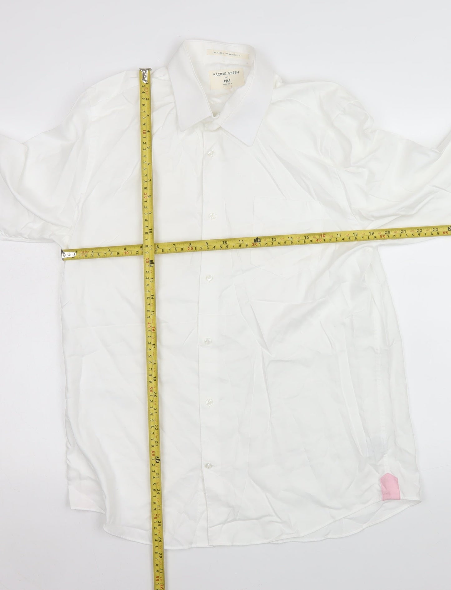 Mens UK Collar Size 16.5 Racing Green Smart White  Dress Shirt