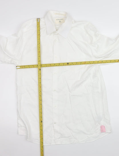 Mens UK Collar Size 16.5 Racing Green Smart White  Dress Shirt