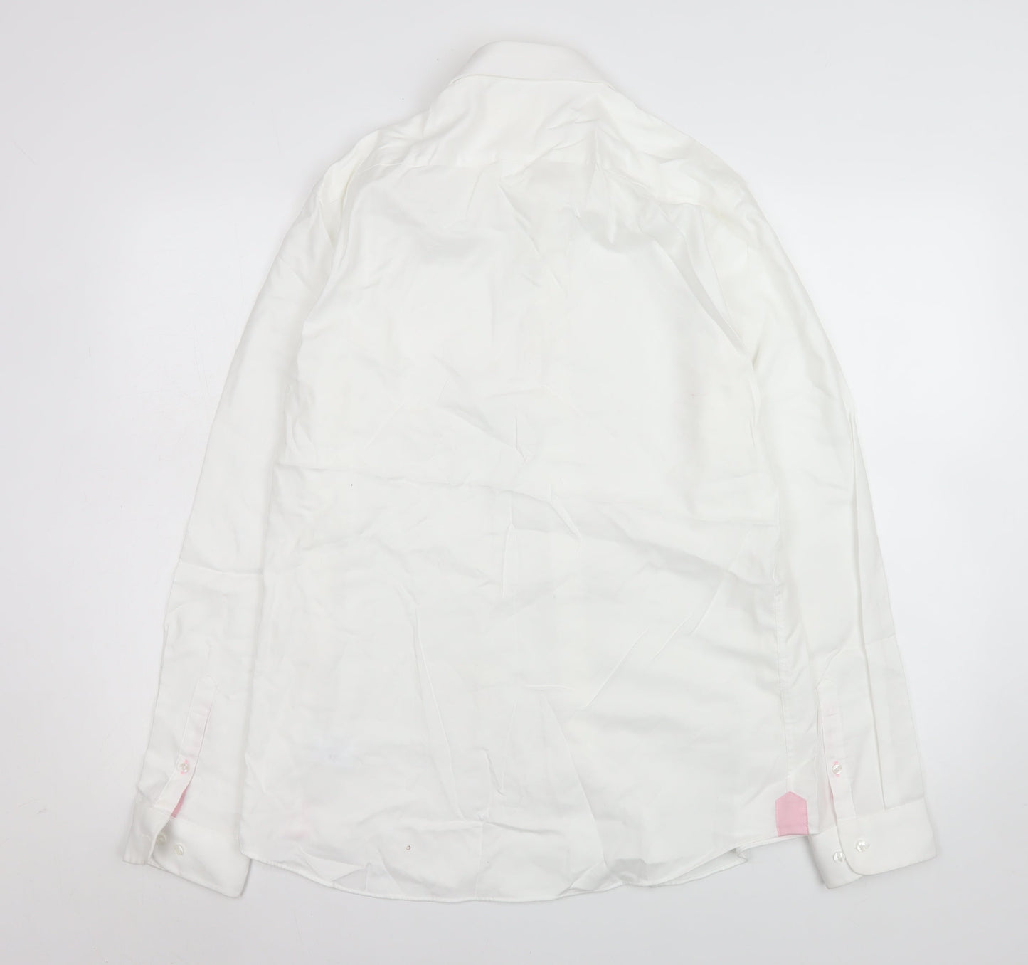 Mens UK Collar Size 16.5 Racing Green Smart White  Dress Shirt