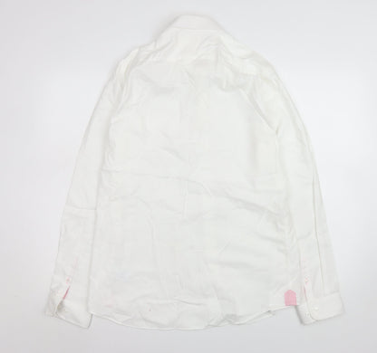 Mens UK Collar Size 16.5 Racing Green Smart White  Dress Shirt