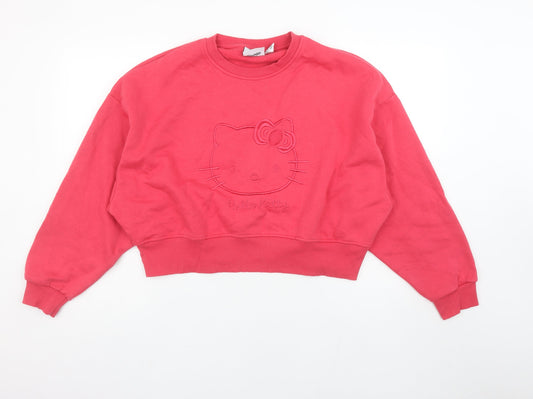 Womens UK Size S Hello Kitty Pink Pullover Sweatshirt