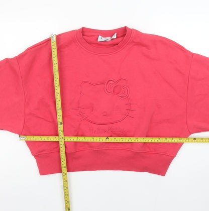 Womens UK Size S Hello Kitty Pink Pullover Sweatshirt