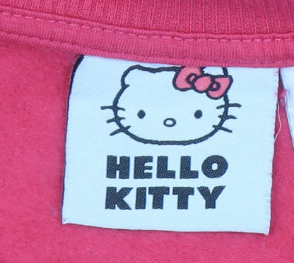 Womens UK Size S Hello Kitty Pink Pullover Sweatshirt