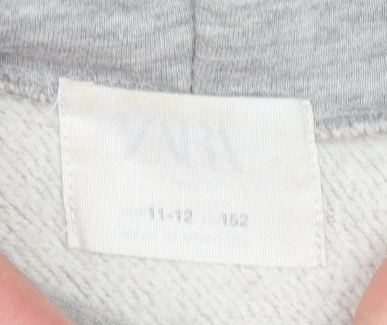 Girls UK Size 11-12 Years Zara Grey Pullover Hoodie