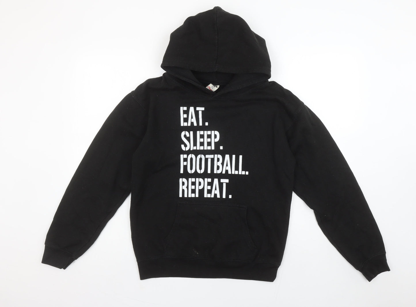 Boys UK Size 12-13 Years Club Classic Black Pullover Hoodie