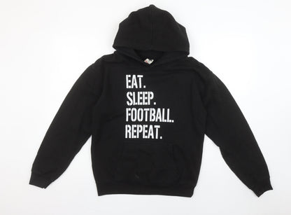 Boys UK Size 12-13 Years Club Classic Black Pullover Hoodie