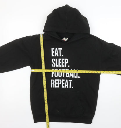 Boys UK Size 12-13 Years Club Classic Black Pullover Hoodie