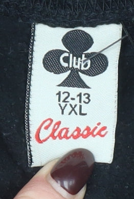 Boys UK Size 12-13 Years Club Classic Black Pullover Hoodie